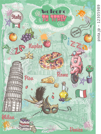 sights in Italy, architecture, food, transportation, items sights in Italy, architecture, food, transportation, items 12305989