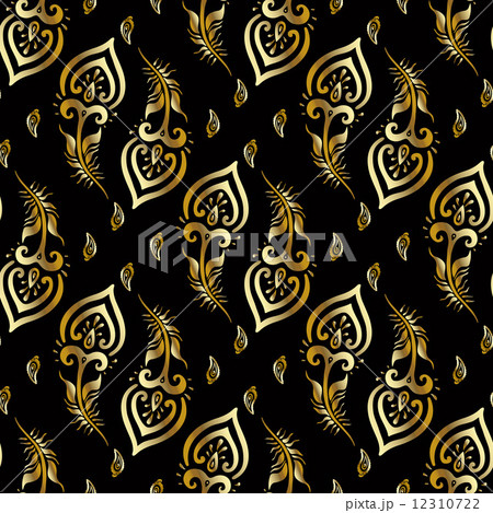 Beautiful peacock feathers. Gold pattern. 12310722