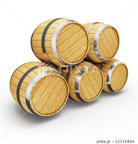 Wooden barrels isolated on white Wooden barrels isolated on white 12310884