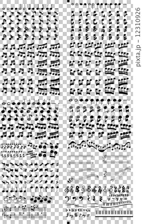 音符の詰め合わせ_モノクロ 音符の詰め合わせ_モノクロ 12310926