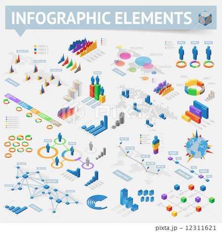 Set of isometric infographics design elements 12311621