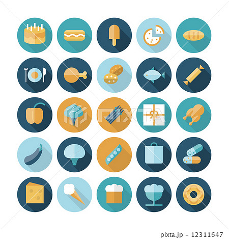 Flat design icons for food 12311647