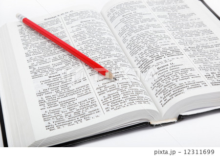 open book / Holy Bible and pencil on white background. open book / Holy Bible and pencil on white background. 12311699