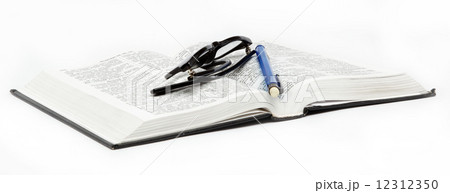 open book / Holy Bible and pencil on white background. 12312350