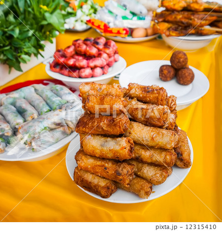Traditional spicy asian food at street market Traditional spicy asian food at street market 12315410