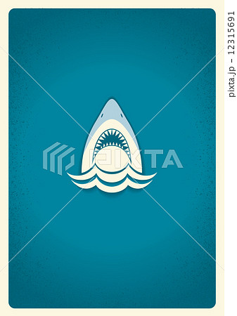 Shark Jaws Logo Vector Blue Symbol Illustrationのイラスト素材