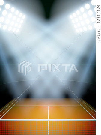 Background for posters night tennis stadium in the spotlight. Vector 12317124