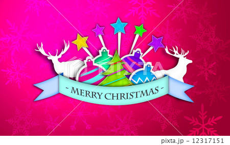 Red Pink Merry Christmas Art Paper Card 12317151