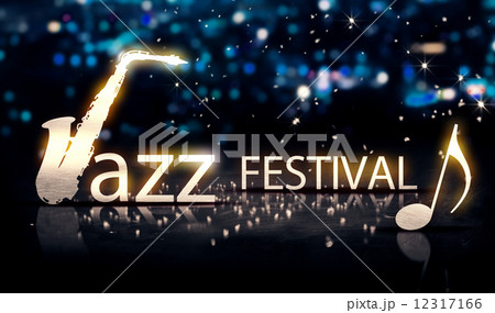 Jazz Festival Saxophone Silver City Bokeh Star Shine Blue 3D 12317166