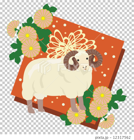 未年 菊と赤背景 未年 菊と赤背景 12317562