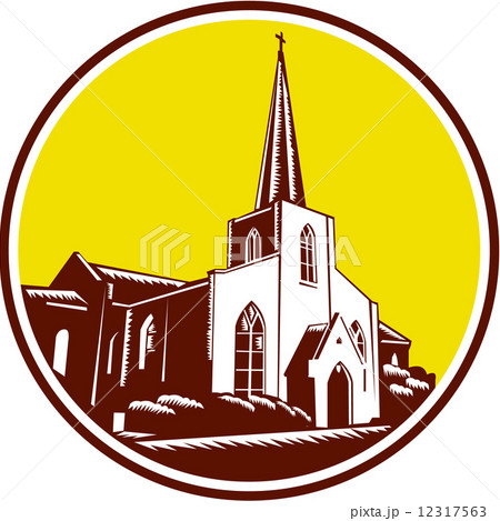 Trinity Parish Episcopal Church Woodcut Retro Trinity Parish Episcopal Church Woodcut Retro 12317563