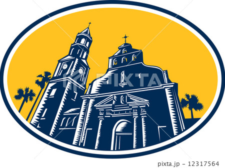 Cathedral Basilica of St. Augustine Woodcut Retro Cathedral Basilica of St. Augustine Woodcut Retro 12317564