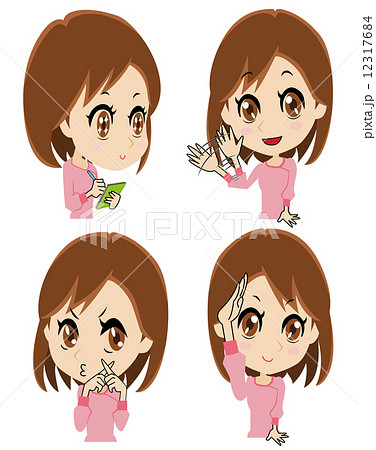 報告をする若い女性セット 12317684