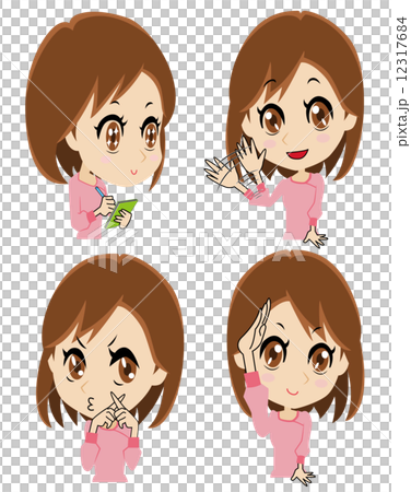 報告をする若い女性セット 12317684