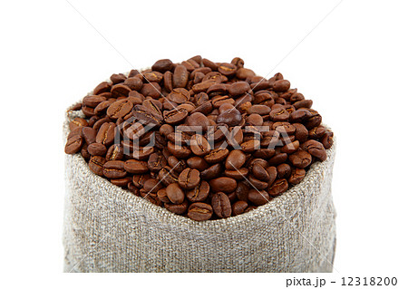 Coffee beans in a canvas bag. 12318200