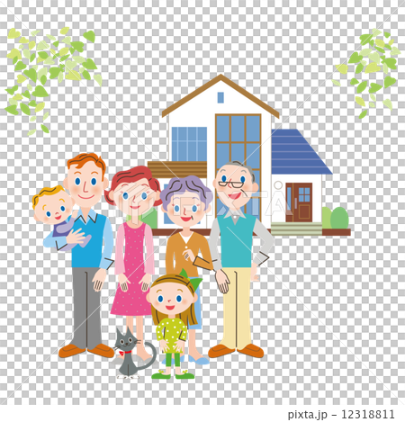 站在房子前面的家庭 12318811