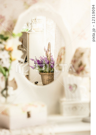 photo of bunch of lavender reflecting in provance styled mirror 12319094