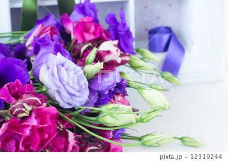 bunch of blue and mauve eustoma flowers bunch of blue and mauve eustoma flowers 12319244