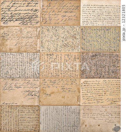 antique handwritten mails. old undefined texts 12321805