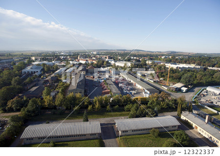 Highly detailed aerial city view with crossroads, roads, factori 12322337