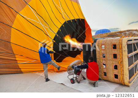 Hot air balloon and pilots at Cappadocia Turkey Hot air balloon and pilots at Cappadocia Turkey 12322651
