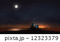 moon and stars in desert with abstract lines 12323379