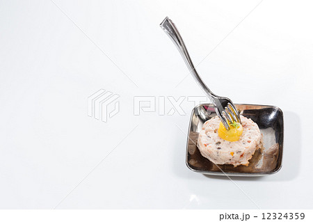 Appetizer. Foie gras with peach. Creative cuisine. 12324359