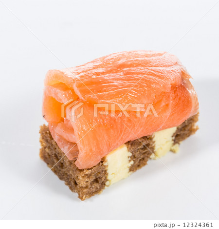 Appetizer. Creative cuisine. Canapes with salmon 12324361