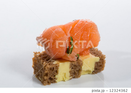 Appetizer. Creative cuisine. Canapes with salmon 12324362