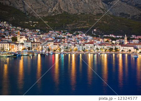 Town Makarska in Croatia at night 12324577