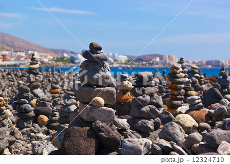 Stack of stones on beach Stack of stones on beach 12324710