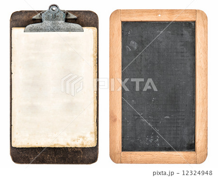 antique clipboard and chalkboard isolated on white antique clipboard and chalkboard isolated on white 12324948