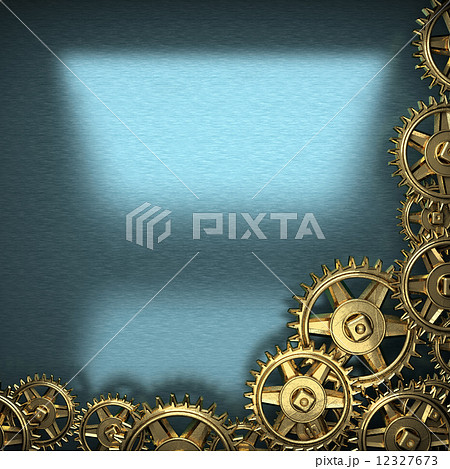 blue metal background with cogwheel gears 12327673
