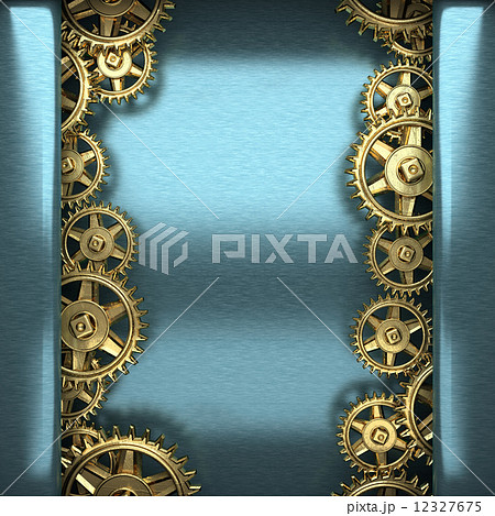 blue metal background with cogwheel gears 12327675