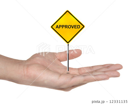 hand symbol with approved sign isolated , business concept hand symbol with approved sign isolated , business concept 12331135