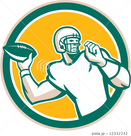 American Football QB Throwing Circle Retroのイラスト素材 [12332232] - PIXTA