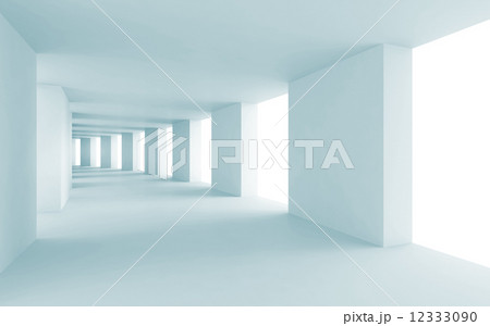 Abstract architecture 3d background, empty blue corridor 12333090
