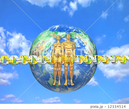 人体と地球の遺伝子配列のイメージ 12334514