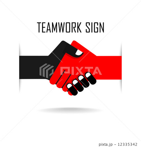 Handshake abstract sign vector design template. Business creativ Handshake abstract sign vector design template. Business creativ 12335342