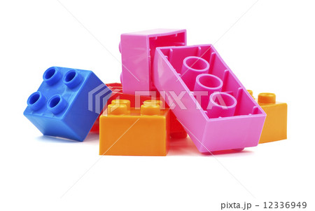 Toy colorful plastic blocks isolated on white background Toy colorful plastic blocks isolated on white background 12336949