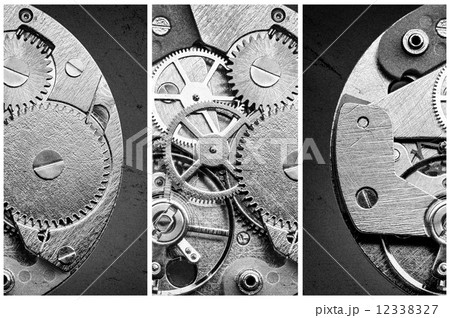 collage with clockwork, gears and cogwheels in vintage style 12338327