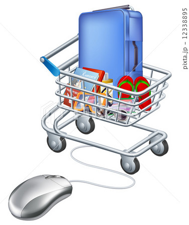 Mouse connected to holiday shopping cart Mouse connected to holiday shopping cart 12338895