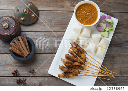 chicken satay shot from top down 12338965