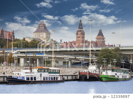 Szczecin (Stettin) City old town, riverside view, Poland. 12339897