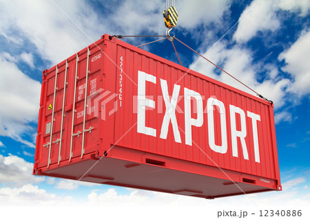Export - Red Hanging Cargo Container. Export - Red Hanging Cargo Container. 12340886