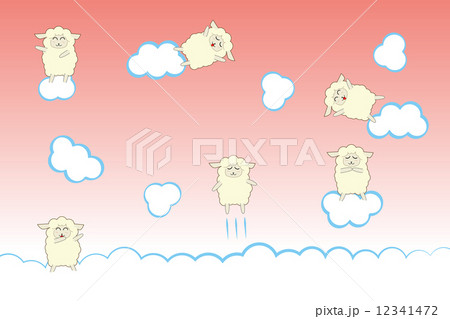 羊軍団_イラスト_背景ピンク 12341472
