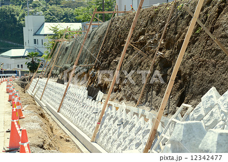 間知ブロック積みの写真素材