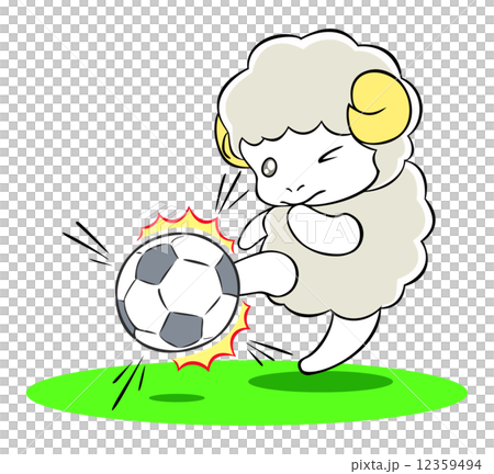 サッカーひつじのイラスト素材