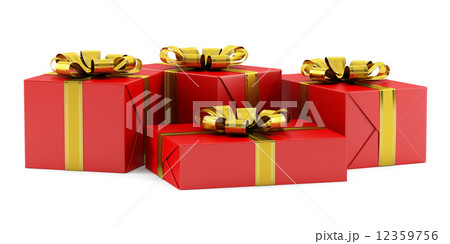 red gift boxes with golden ribbons isolated on white background 12359756