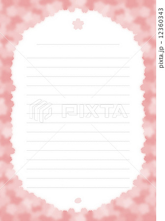桜の便箋 大きなぼかし 波線 のイラスト素材